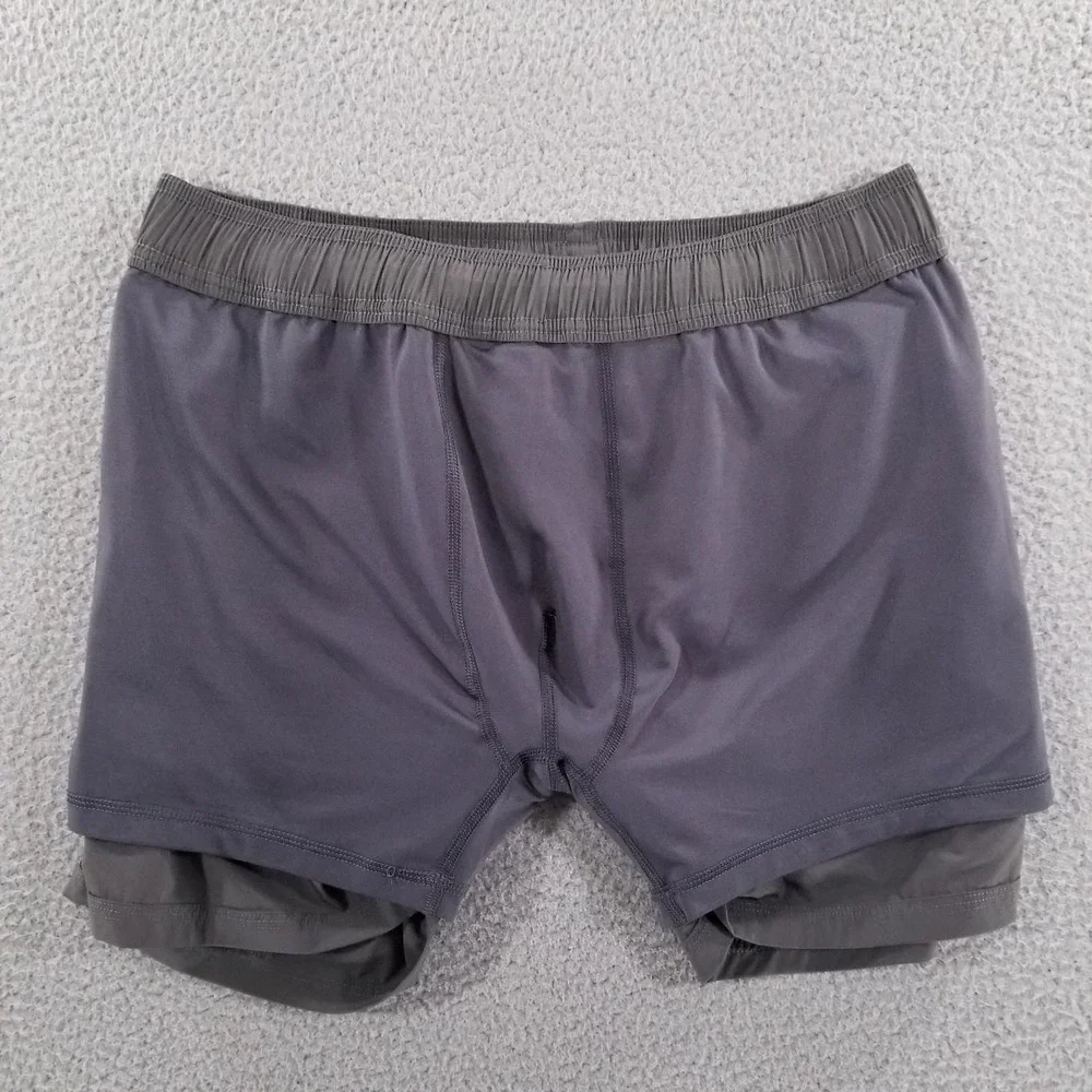 Wowie Shorts Mens Large Gray Lined Performance Gym Training Running Athletic
